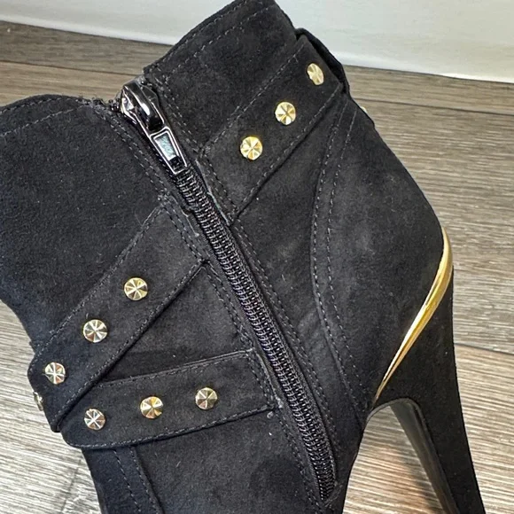 Guess Black Heeled Boots with Studded Straps woman’s 8.5 (j82) - Picture 4 of 10